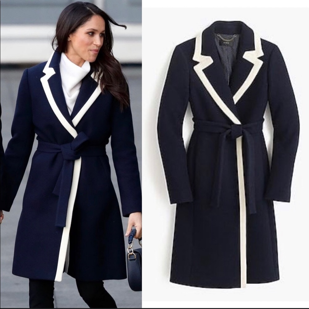 J. Crew Tipped Wrap Coat Italian Stadium-cloth